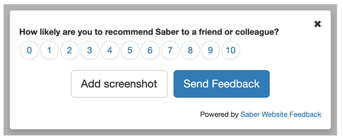 Saber Feedback's Net Promoter Score form